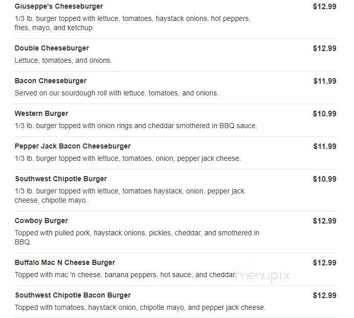 Giuseppes Pizzeria Deli - Watervliet, NY menu_pic