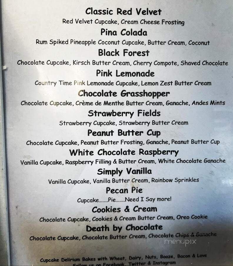 The Cupcake Delirium - Charlotte, NC menu_pic