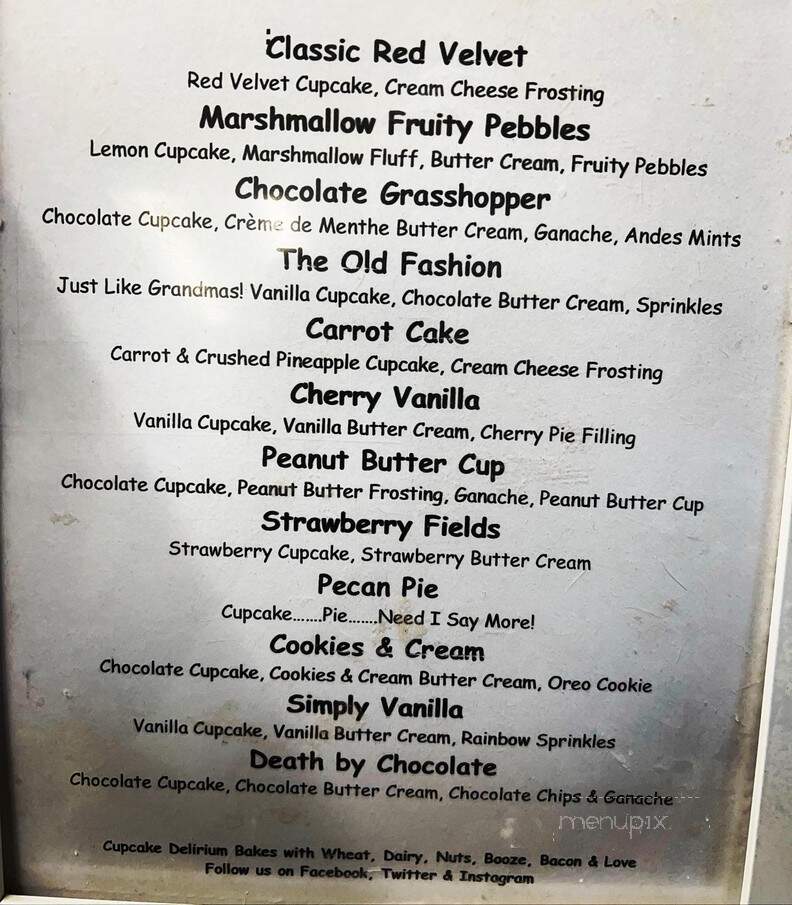 The Cupcake Delirium - Charlotte, NC menu_pic