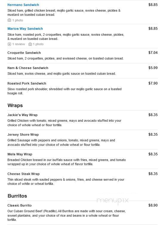 Cuban Eddie's - River Vale, NJ menu_pic