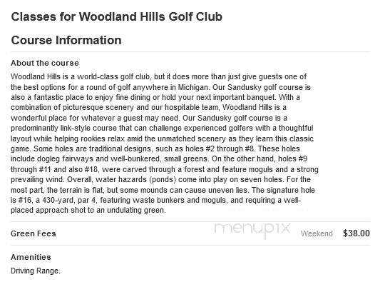 Woodland Hills Golf Club - Sandusky, MI menu_pic