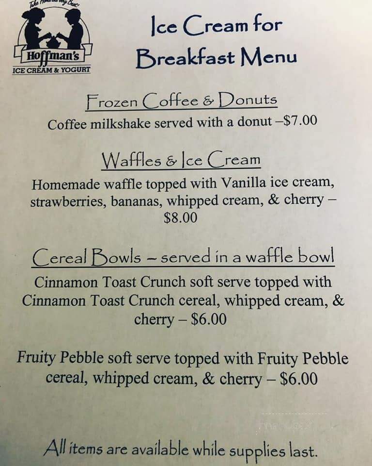 Hoffman's Ice Cream - Spring Lake, NJ menu_pic