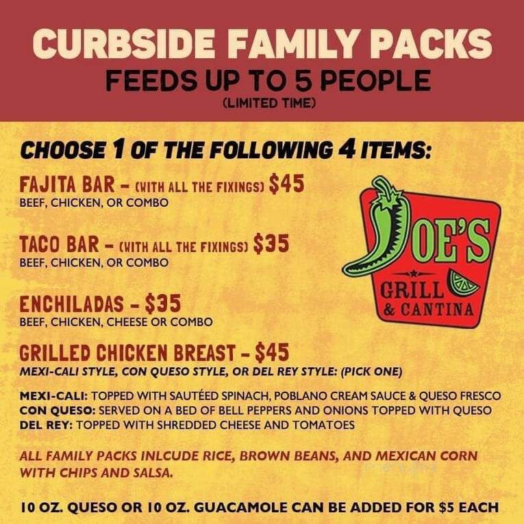 Joe's Grill and Cantina - Fort Smith, AR menu_pic