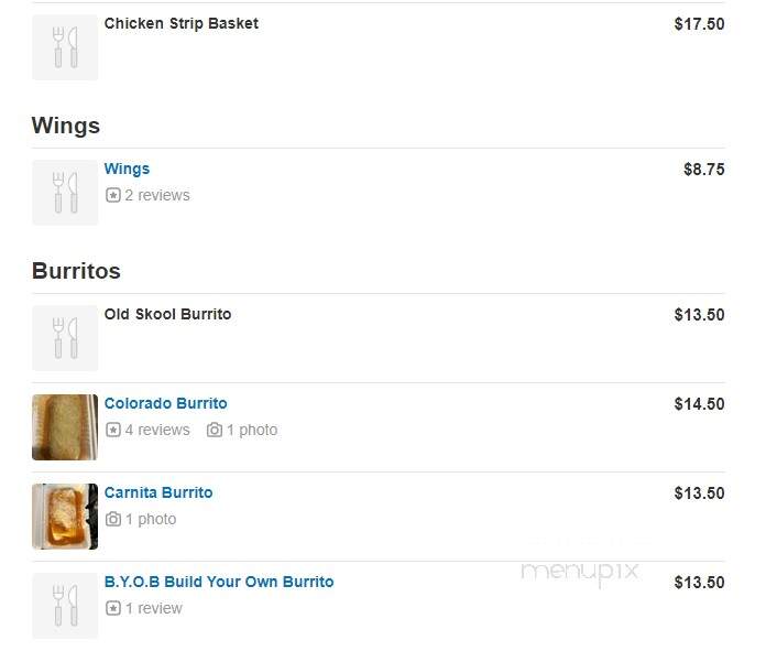 G's Burrito Grill and Bar - Westminster, CO menu_pic