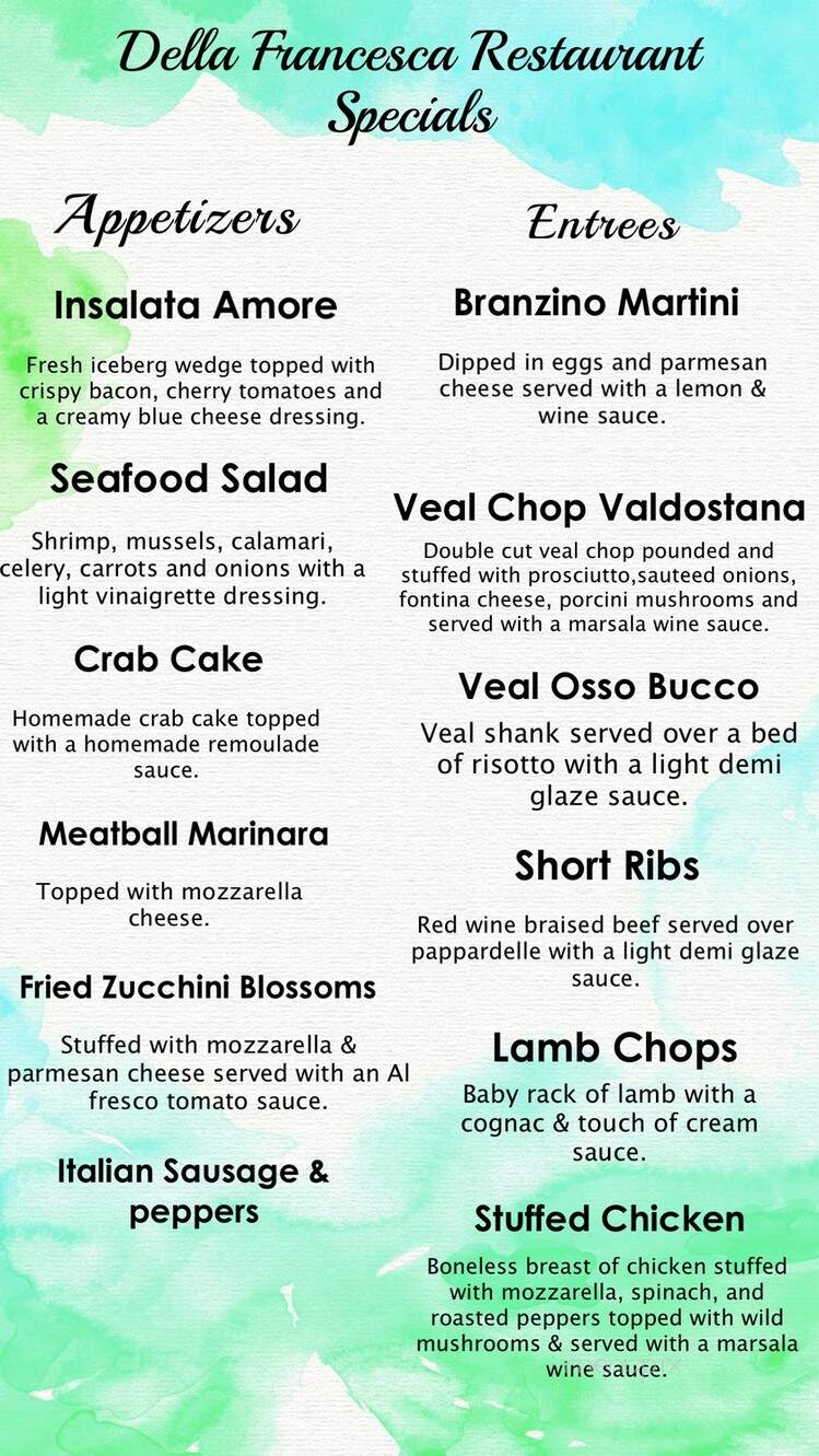 Della Francesca - Danbury, CT menu_pic