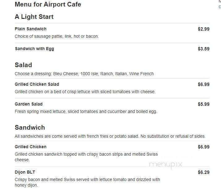 Airport Cafe - Atlanta, GA menu_pic