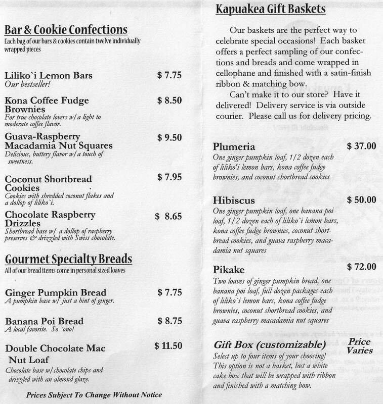 Kapuakea Products - Honolulu, HI menu_pic