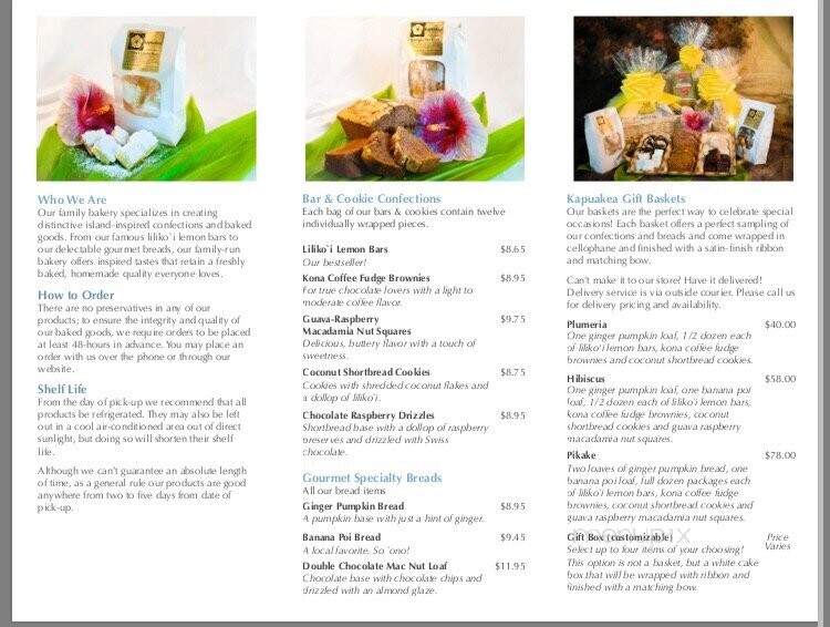 Kapuakea Products - Honolulu, HI menu_pic