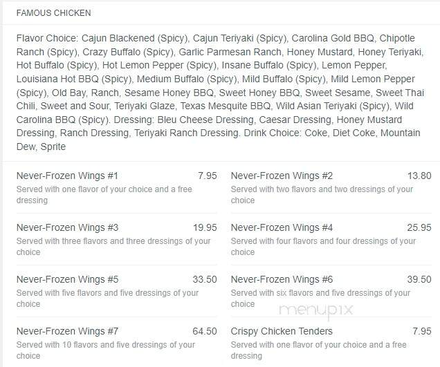 Wingster Cafe - Athens, GA menu_pic