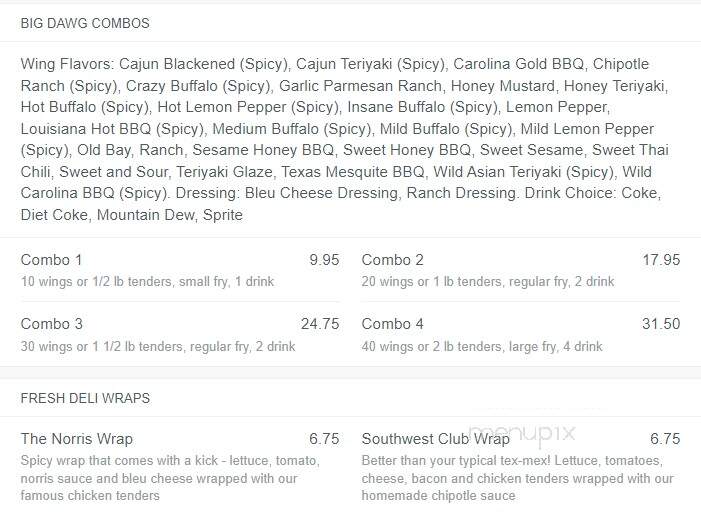 Wingster Cafe - Athens, GA menu_pic