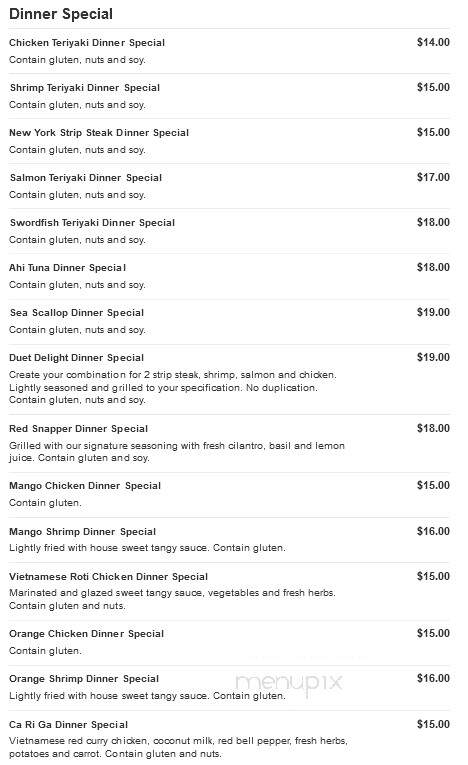 Nguyen Seafood Steakhouse - Uniontown, PA menu_pic