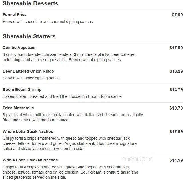 Beef O'Brady's - Port Charlotte, FL menu_pic
