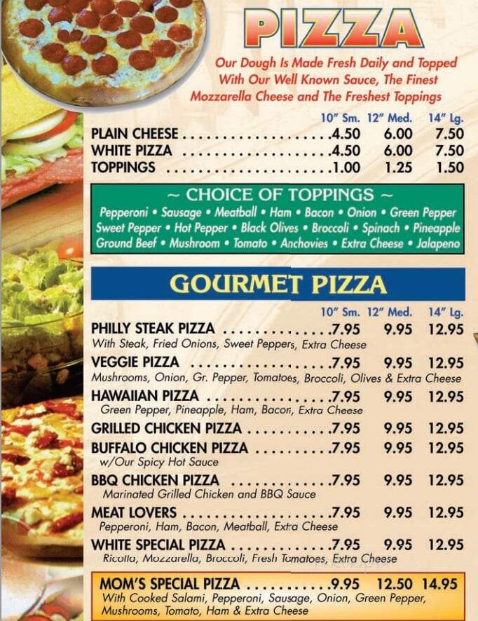 Mom's Pizza - Wilmington, DE menu_pic