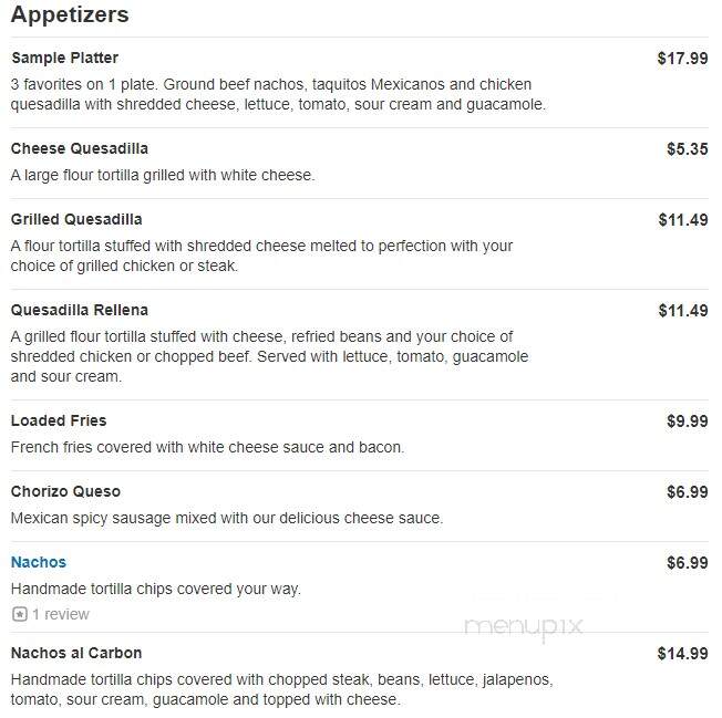 Cancun - Sherman, IL menu_pic