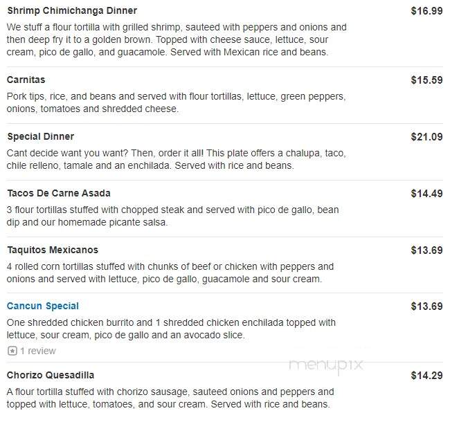 Cancun - Sherman, IL menu_pic