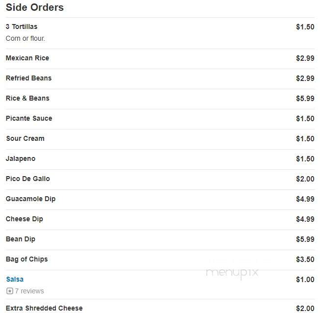 Cancun - Sherman, IL menu_pic