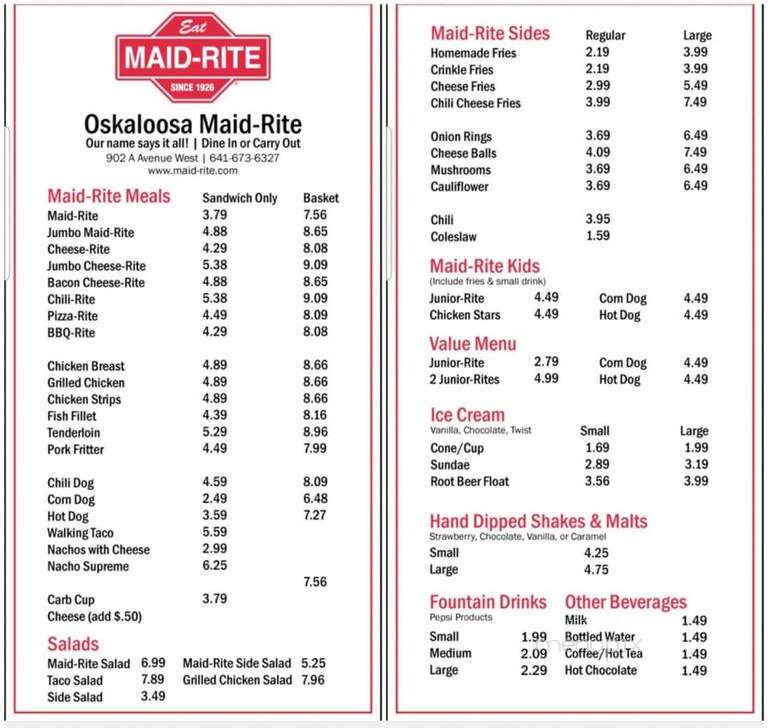 Maid-Rite - Oskaloosa, IA menu_pic