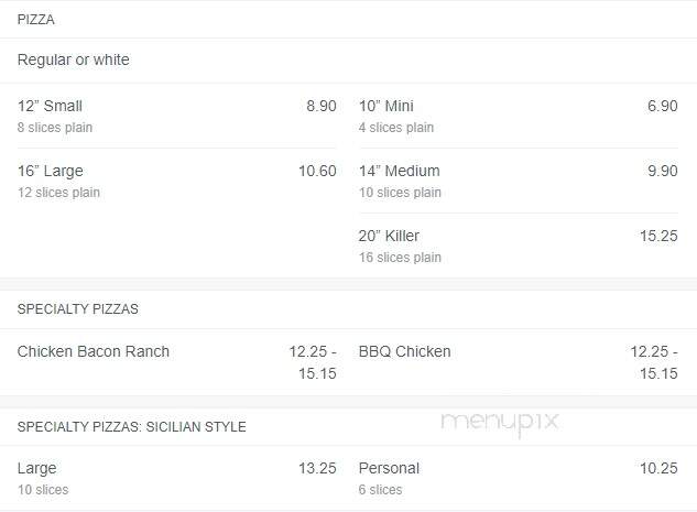 Bellisario's Pizza - Frederick, MD menu_pic