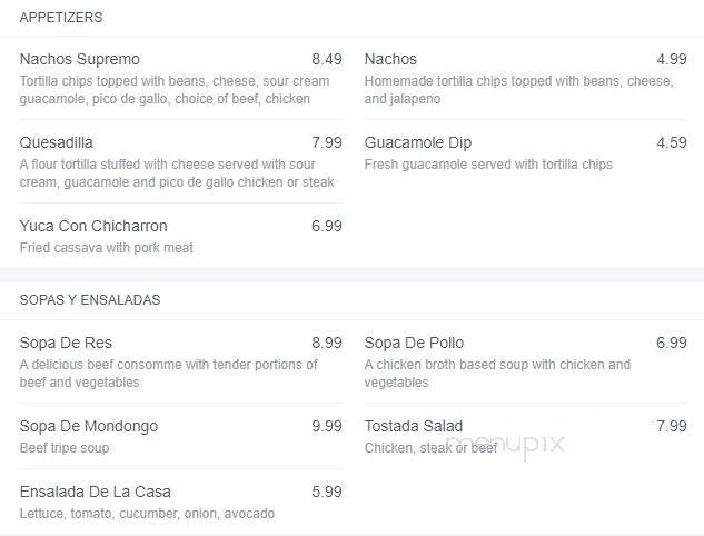 El Paraiso - Reisterstown, MD menu_pic