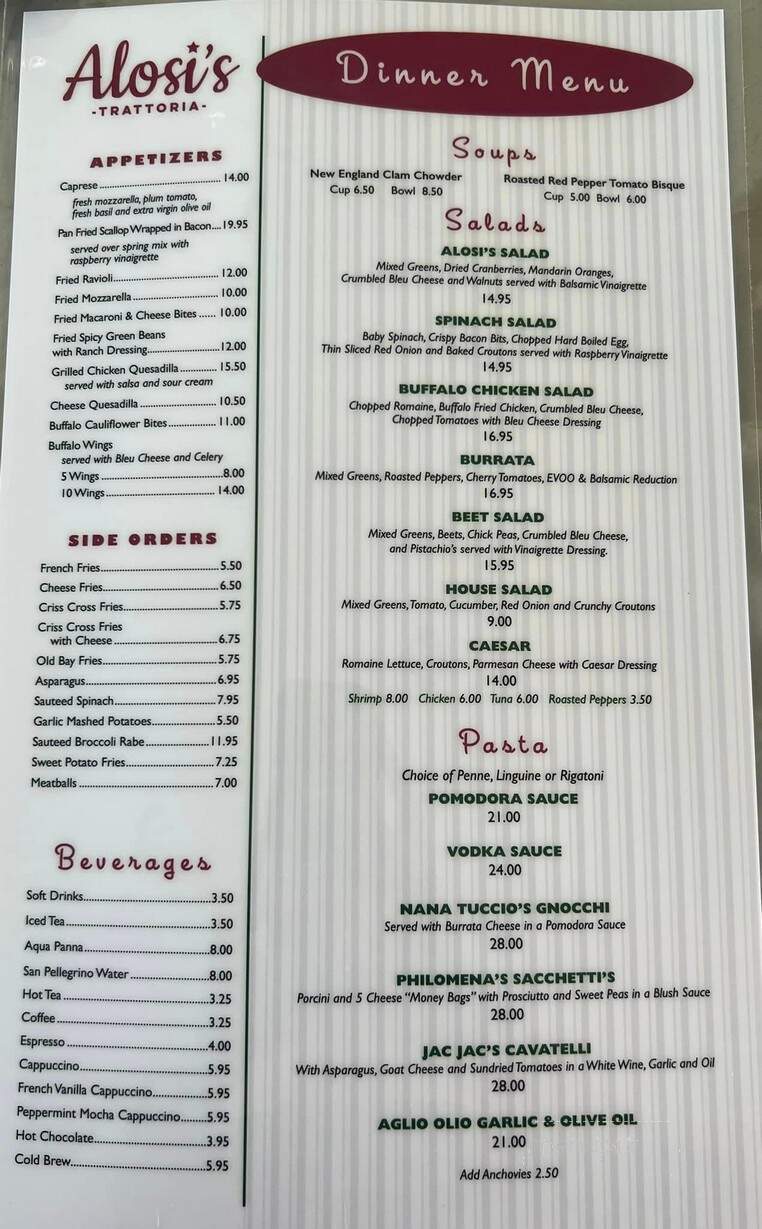 Alosi's Bistro - Wildwood Crest, NJ menu_pic
