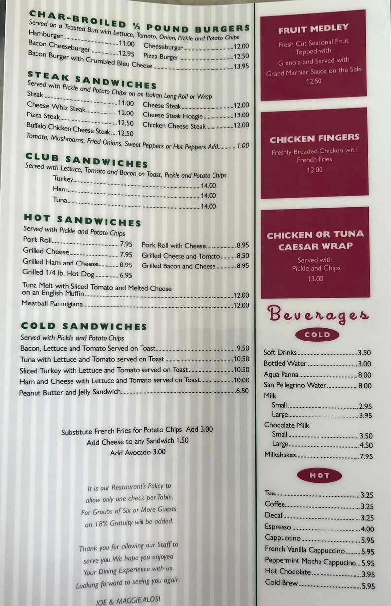 Alosi's Bistro - Wildwood Crest, NJ menu_pic