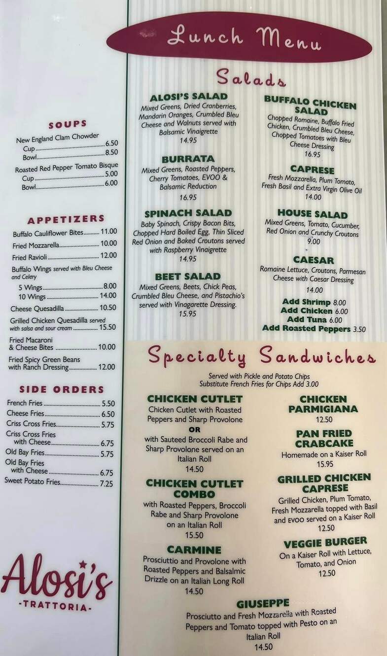 Alosi's Bistro - Wildwood Crest, NJ menu_pic