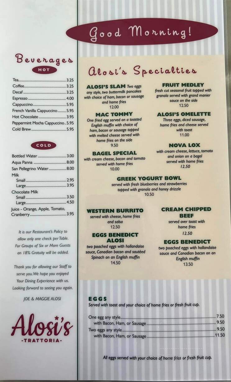 Alosi's Bistro - Wildwood Crest, NJ menu_pic