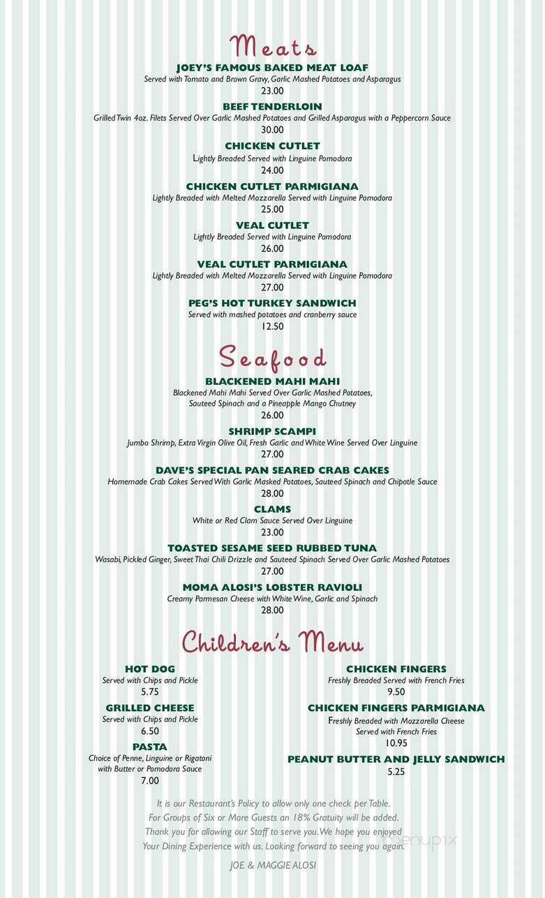 Alosi's Bistro - Wildwood Crest, NJ menu_pic