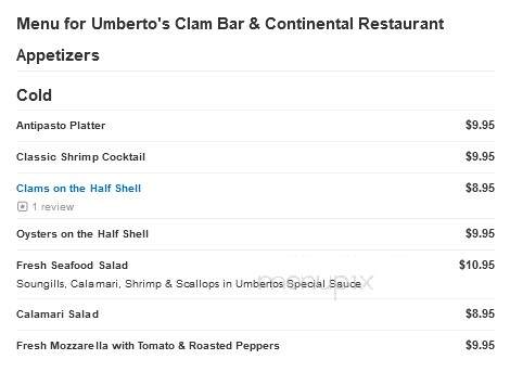 Umberto's Clam Bar & Restaurant - Kenilworth, NJ
