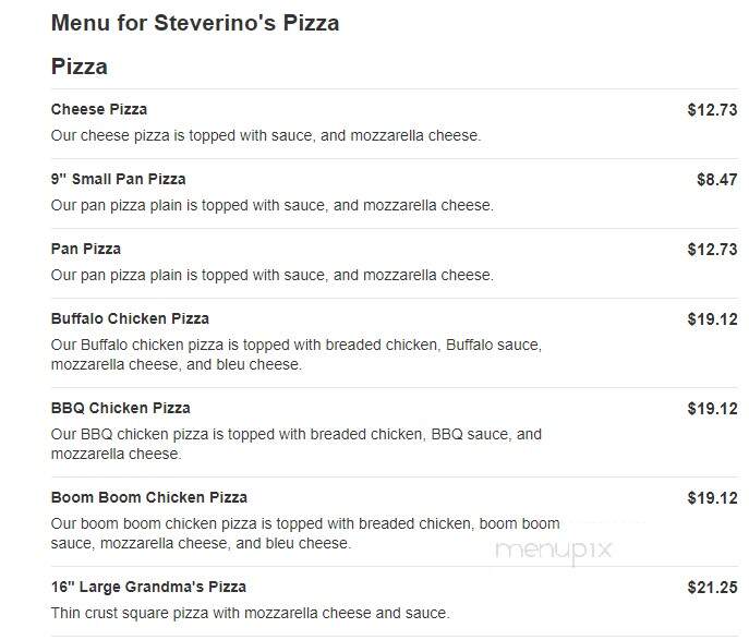 Steverino's Pizzeria - Toms River, NJ menu_pic