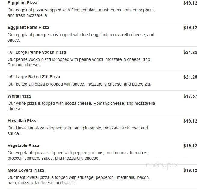 Steverino's Pizzeria - Toms River, NJ menu_pic