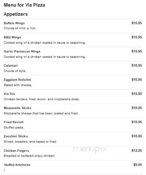 Via Pizza - East Setauket, NY menu_pic