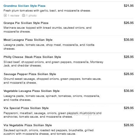 Via Pizza - East Setauket, NY menu_pic