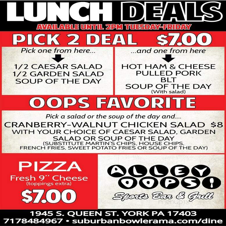 Alley Oops Sports Bar & Grill - York, PA menu_pic