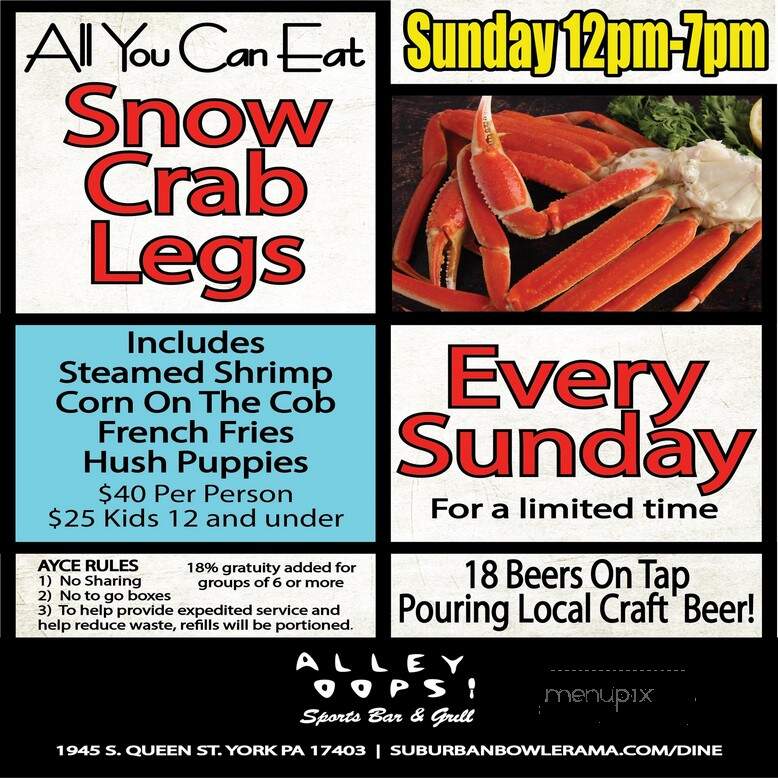 Alley Oops Sports Bar & Grill - York, PA menu_pic