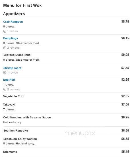 First Wok Chinese Restaurant - York, PA menu_pic