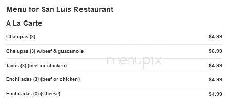 San Luis Restaurant - Corpus Christi, TX menu_pic