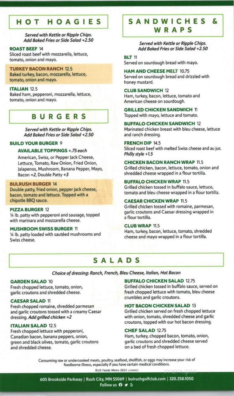 Rush Hour Bar and Grill - Rush City, MN menu_pic