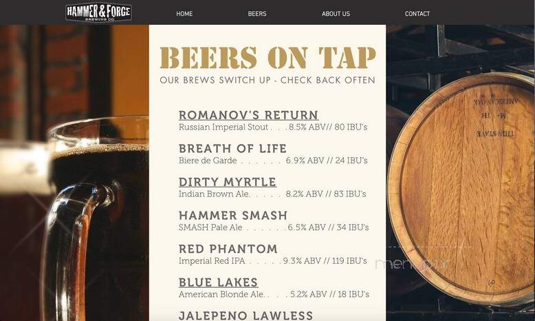 Hammer & Forge Brewery - Boones Mill, VA menu_pic