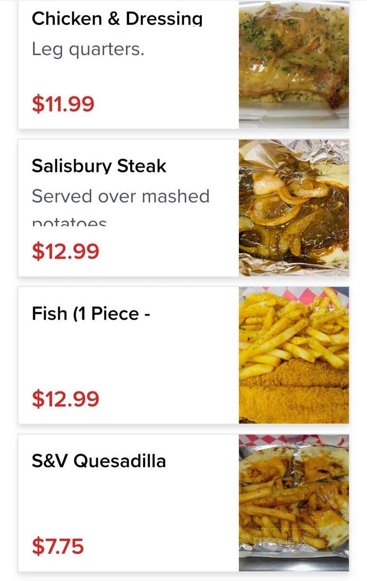 S&V Down Home Cooking Restaurant - Huntsville, AL menu_pic