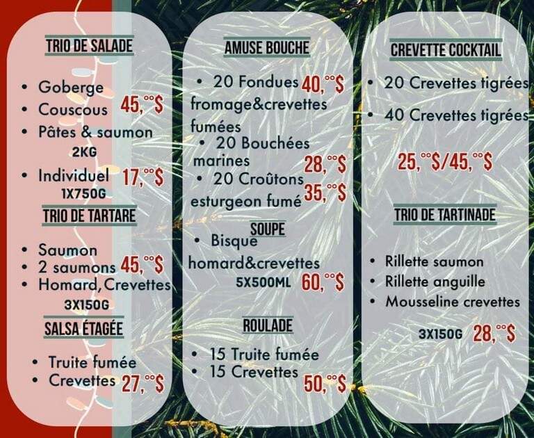Poissonnerie Lauzier - Kamouraska, QC menu_pic