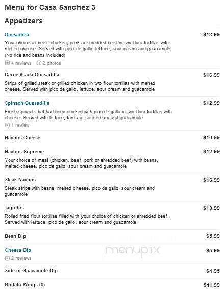 Casa Sanchez 3 - Buena Vista, CO menu_pic