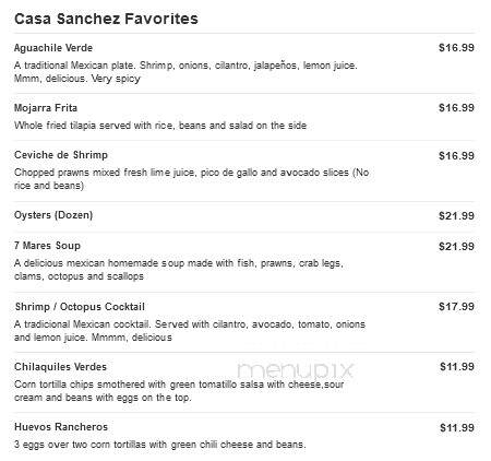 Casa Sanchez 3 - Buena Vista, CO menu_pic