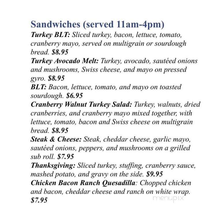 Java Shack - North Dartmouth, MA menu_pic
