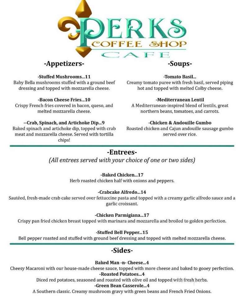 Perks Coffee Shop & Cafe - Gulfport, MS menu_pic