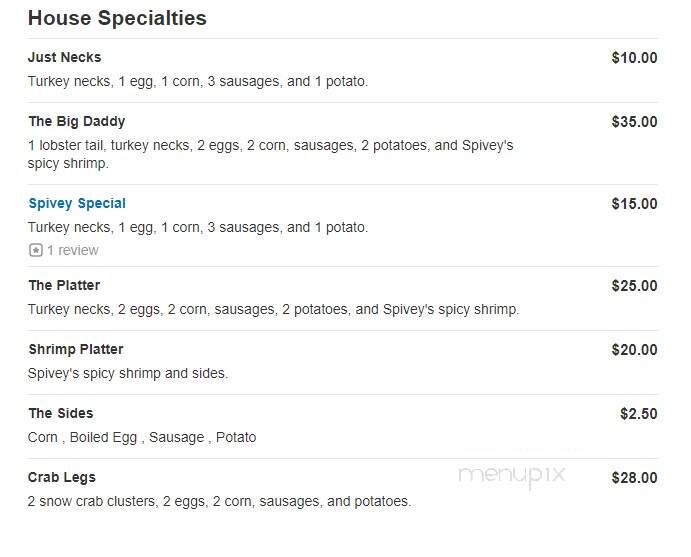 Spivey's Famous Bistro - Houston, TX menu_pic