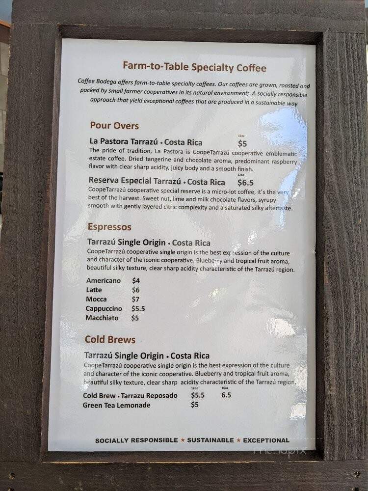 Coffee Bodega - San Francisco, CA menu_pic