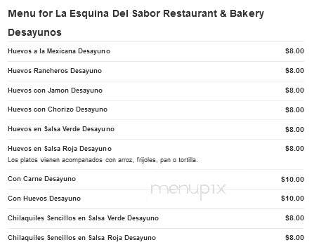 La Esquina Del Sabor Restaurant & Bakery - Allentown, PA menu_pic
