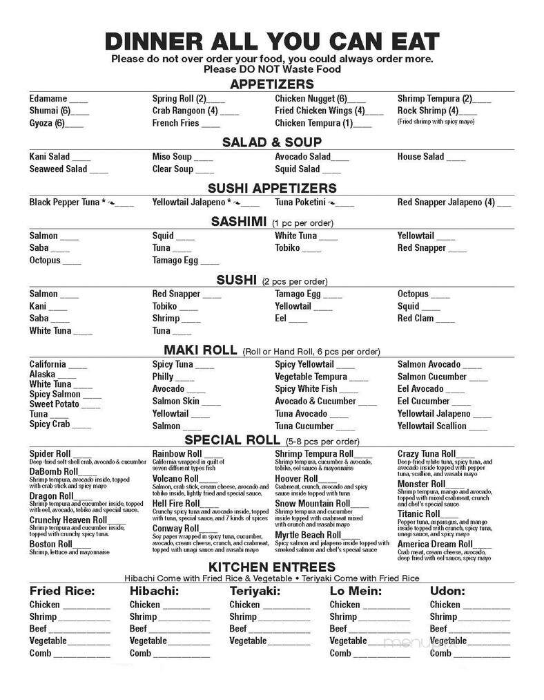 Ichiban - Conway, SC menu_pic