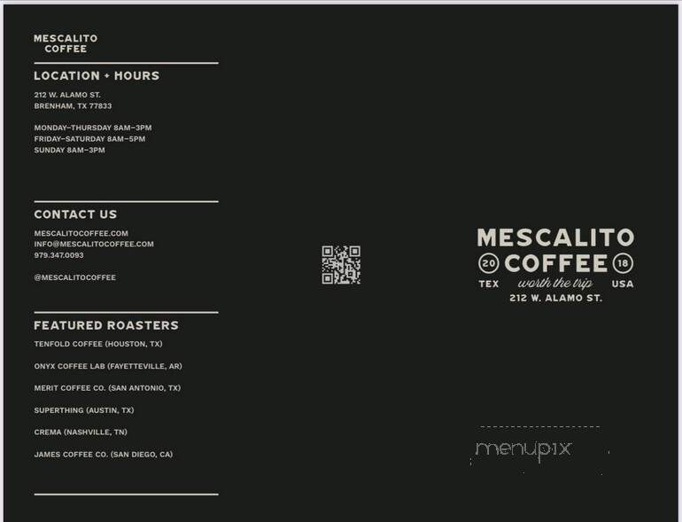 Mescalito Coffee - Brenham, TX menu_pic